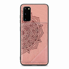 Ultra-thin Silicone Gel Soft Case Cover with Magnetic S03D for Samsung Galaxy S20 5G Rose Gold