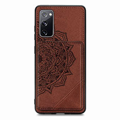 Ultra-thin Silicone Gel Soft Case Cover with Magnetic S03D for Samsung Galaxy S20 FE 4G Brown