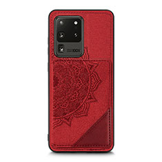 Ultra-thin Silicone Gel Soft Case Cover with Magnetic S03D for Samsung Galaxy S20 Ultra 5G Red