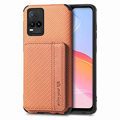 Ultra-thin Silicone Gel Soft Case Cover with Magnetic S03D for Vivo Y21t Brown