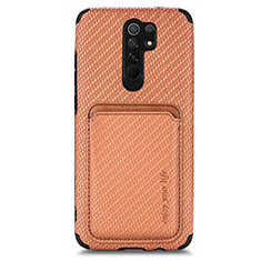 Ultra-thin Silicone Gel Soft Case Cover with Magnetic S03D for Xiaomi Redmi 9 Brown