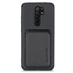 Ultra-thin Silicone Gel Soft Case Cover with Magnetic S03D for Xiaomi Redmi 9 Prime India Black