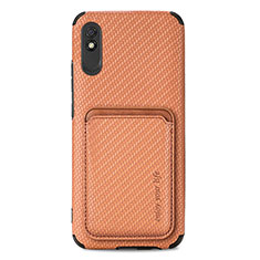 Ultra-thin Silicone Gel Soft Case Cover with Magnetic S03D for Xiaomi Redmi 9A Brown