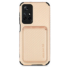 Ultra-thin Silicone Gel Soft Case Cover with Magnetic S03D for Xiaomi Redmi Note 11S 5G Gold