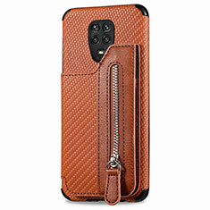 Ultra-thin Silicone Gel Soft Case Cover with Magnetic S03D for Xiaomi Redmi Note 9 Pro Brown