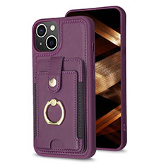 Ultra-thin Silicone Gel Soft Case Cover with Magnetic S04D for Apple iPhone 13 Purple
