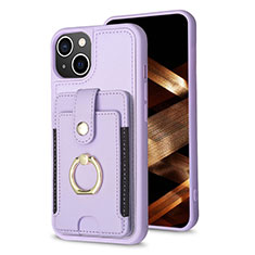 Ultra-thin Silicone Gel Soft Case Cover with Magnetic S04D for Apple iPhone 14 Clove Purple