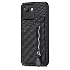 Ultra-thin Silicone Gel Soft Case Cover with Magnetic S04D for Realme C30 Black
