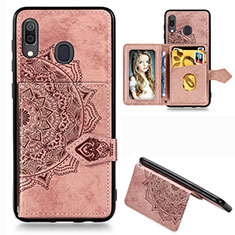 Ultra-thin Silicone Gel Soft Case Cover with Magnetic S04D for Samsung Galaxy A20 Rose Gold