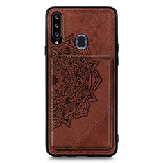 Ultra-thin Silicone Gel Soft Case Cover with Magnetic S04D for Samsung Galaxy A20s Brown