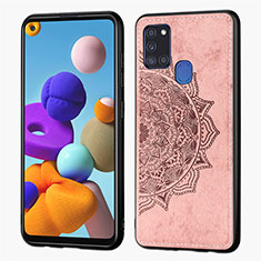 Ultra-thin Silicone Gel Soft Case Cover with Magnetic S04D for Samsung Galaxy A21s Rose Gold