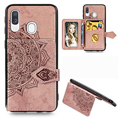 Ultra-thin Silicone Gel Soft Case Cover with Magnetic S04D for Samsung Galaxy A40 Rose Gold
