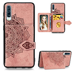 Ultra-thin Silicone Gel Soft Case Cover with Magnetic S04D for Samsung Galaxy A50 Rose Gold