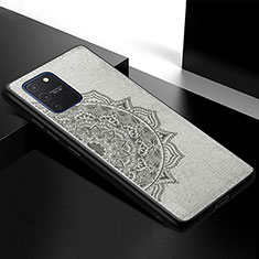 Ultra-thin Silicone Gel Soft Case Cover with Magnetic S04D for Samsung Galaxy A91 Gray