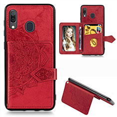 Ultra-thin Silicone Gel Soft Case Cover with Magnetic S04D for Samsung Galaxy M10S Red