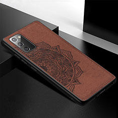Ultra-thin Silicone Gel Soft Case Cover with Magnetic S04D for Samsung Galaxy Note 20 5G Brown