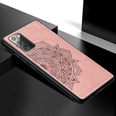 Ultra-thin Silicone Gel Soft Case Cover with Magnetic S04D for Samsung Galaxy Note 20 5G Rose Gold