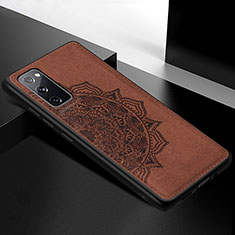 Ultra-thin Silicone Gel Soft Case Cover with Magnetic S04D for Samsung Galaxy S20 Lite 5G Brown