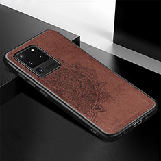 Ultra-thin Silicone Gel Soft Case Cover with Magnetic S04D for Samsung Galaxy S20 Ultra Brown