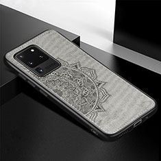 Ultra-thin Silicone Gel Soft Case Cover with Magnetic S04D for Samsung Galaxy S20 Ultra Gray