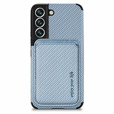 Ultra-thin Silicone Gel Soft Case Cover with Magnetic S04D for Samsung Galaxy S21 5G Blue