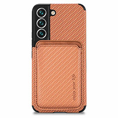 Ultra-thin Silicone Gel Soft Case Cover with Magnetic S04D for Samsung Galaxy S21 5G Brown