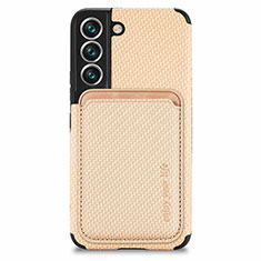 Ultra-thin Silicone Gel Soft Case Cover with Magnetic S04D for Samsung Galaxy S21 FE 5G Gold