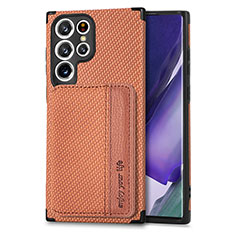 Ultra-thin Silicone Gel Soft Case Cover with Magnetic S04D for Samsung Galaxy S21 Ultra 5G Brown