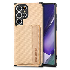 Ultra-thin Silicone Gel Soft Case Cover with Magnetic S04D for Samsung Galaxy S21 Ultra 5G Gold