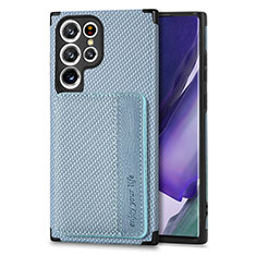 Ultra-thin Silicone Gel Soft Case Cover with Magnetic S04D for Samsung Galaxy S22 Ultra 5G Blue
