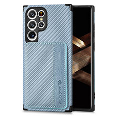 Ultra-thin Silicone Gel Soft Case Cover with Magnetic S04D for Samsung Galaxy S24 Ultra 5G Blue