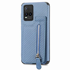 Ultra-thin Silicone Gel Soft Case Cover with Magnetic S04D for Vivo Y21t Blue