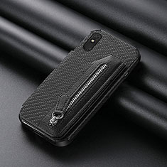 Ultra-thin Silicone Gel Soft Case Cover with Magnetic S04D for Xiaomi Redmi 9A Black