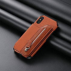 Ultra-thin Silicone Gel Soft Case Cover with Magnetic S04D for Xiaomi Redmi 9A Brown