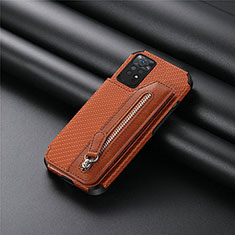 Ultra-thin Silicone Gel Soft Case Cover with Magnetic S04D for Xiaomi Redmi Note 11 Pro 4G Brown