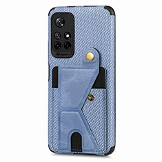 Ultra-thin Silicone Gel Soft Case Cover with Magnetic S04D for Xiaomi Redmi Note 11S 5G Blue