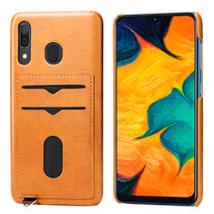 Ultra-thin Silicone Gel Soft Case Cover with Magnetic S05D for Samsung Galaxy A20 Orange