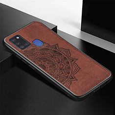 Ultra-thin Silicone Gel Soft Case Cover with Magnetic S05D for Samsung Galaxy A21s Brown