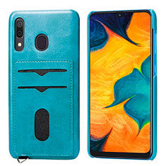 Ultra-thin Silicone Gel Soft Case Cover with Magnetic S05D for Samsung Galaxy A30 Blue
