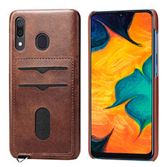 Ultra-thin Silicone Gel Soft Case Cover with Magnetic S05D for Samsung Galaxy A30 Brown