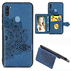 Ultra-thin Silicone Gel Soft Case Cover with Magnetic S05D for Samsung Galaxy M11 Blue