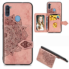 Ultra-thin Silicone Gel Soft Case Cover with Magnetic S05D for Samsung Galaxy M11 Rose Gold