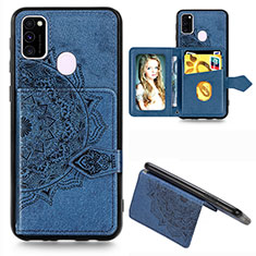 Ultra-thin Silicone Gel Soft Case Cover with Magnetic S05D for Samsung Galaxy M21 Blue