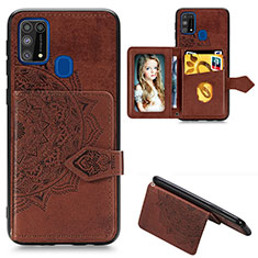 Ultra-thin Silicone Gel Soft Case Cover with Magnetic S05D for Samsung Galaxy M21s Brown
