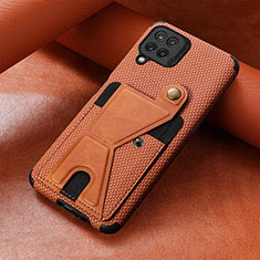 Ultra-thin Silicone Gel Soft Case Cover with Magnetic S05D for Samsung Galaxy M32 4G Brown