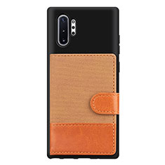 Ultra-thin Silicone Gel Soft Case Cover with Magnetic S05D for Samsung Galaxy Note 10 Plus 5G Brown
