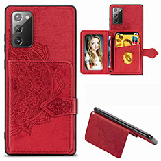 Ultra-thin Silicone Gel Soft Case Cover with Magnetic S05D for Samsung Galaxy Note 20 5G Red