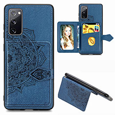 Ultra-thin Silicone Gel Soft Case Cover with Magnetic S05D for Samsung Galaxy S20 FE 5G Blue