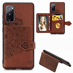 Ultra-thin Silicone Gel Soft Case Cover with Magnetic S05D for Samsung Galaxy S20 Lite 5G Brown