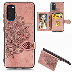 Ultra-thin Silicone Gel Soft Case Cover with Magnetic S05D for Samsung Galaxy S20 Rose Gold